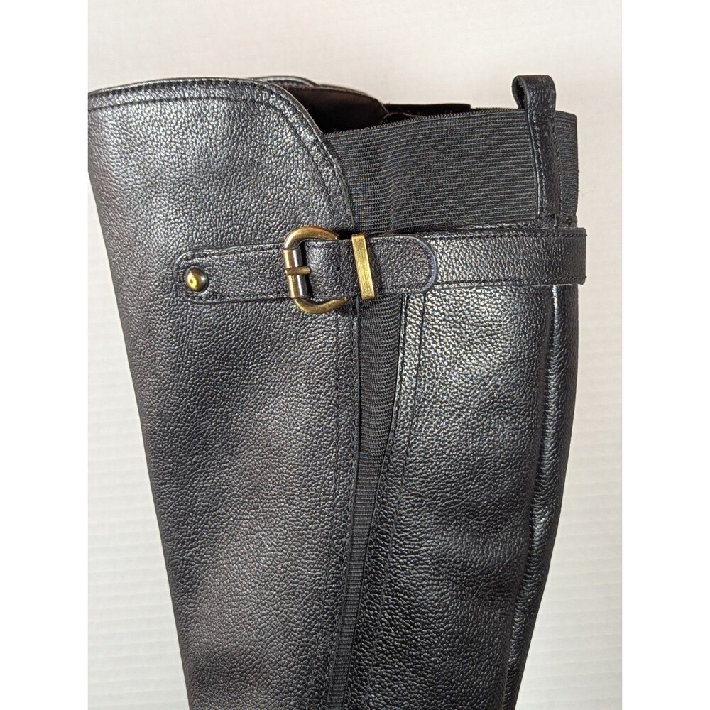 Women's Black Leather Riding Boots - Picture 3 of 16